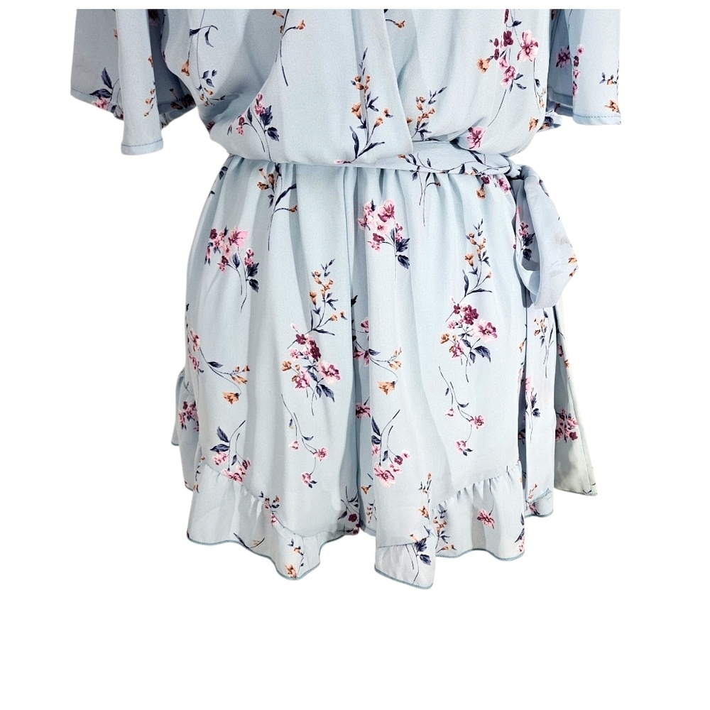 Mod Light Blue Floral Ruffle Romper - Picture 5 of 6